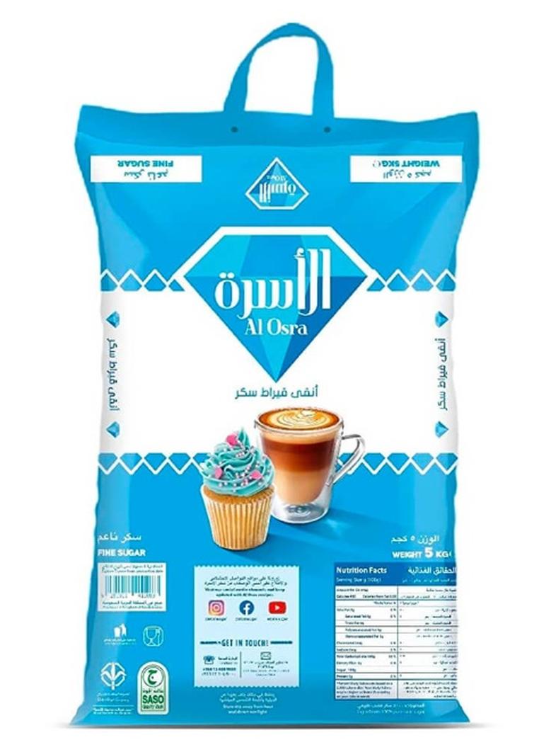 Al Osra Fine White Sugar, 5 kg+1k Free