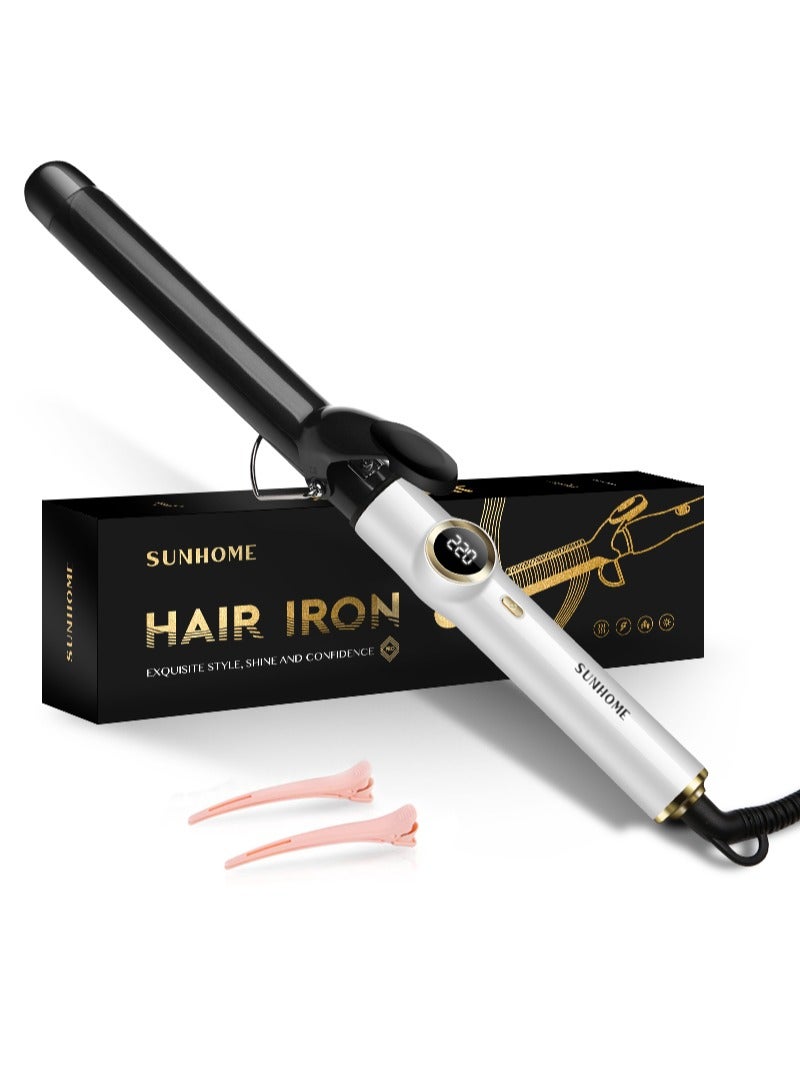 Sunhome Professional Hair Curler 25mm Black with LCD Display, Adjustable Temperature, Harmless and Durable, Quick Home Hairstyle White 28mm 