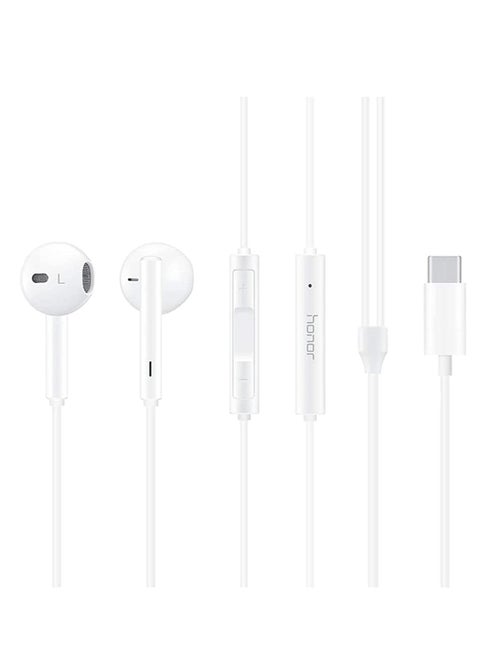 Earphones Classic USB-C Headset Stereo Audio Wired Headphone with Mic Microphone Volume Control Wind For Honor AM33R Compatible with  All Mobile Phones Devices White