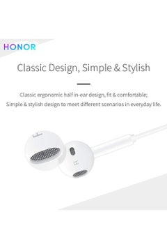 هونور Earphones Classic USB-C Headset Stereo Audio Wired Headphone with Mic Microphone Volume Control Wind For Honor AM33R Compatible with  All Mobile Phones Devices White  - Image 4