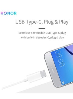 هونور Earphones Classic USB-C Headset Stereo Audio Wired Headphone with Mic Microphone Volume Control Wind For Honor AM33R Compatible with  All Mobile Phones Devices White  - Image 3