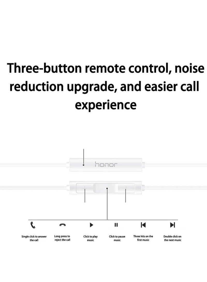 Honor - Earphones Classic USB-C Headset Stereo Audio Wired Headphone with Mic Microphone Volume Control Wind For Honor AM33R Compatible with  All Mobile Phones Devices White - Image 1