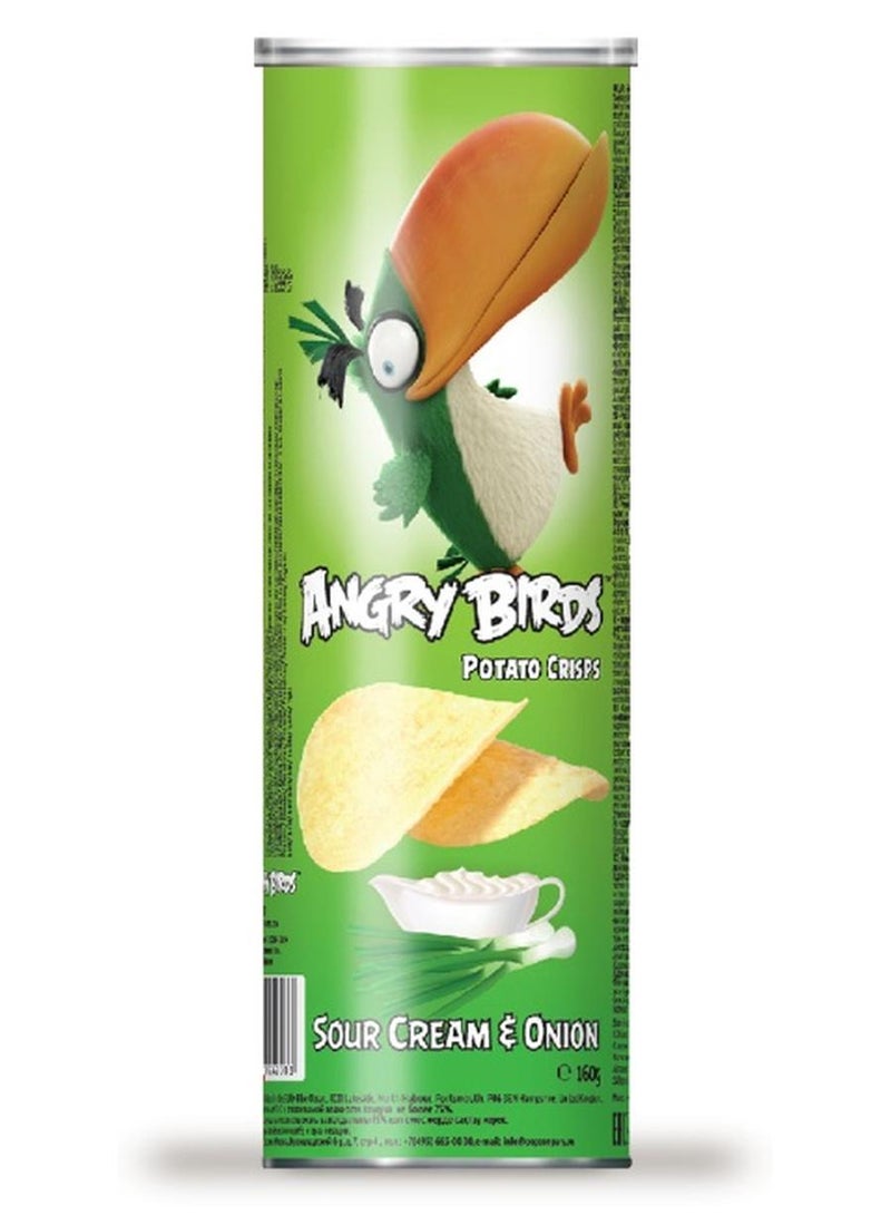 رقائق البطاطس بنكهة الكريمة الحامضة والبصل من أنغري بيردز، 160 جرام