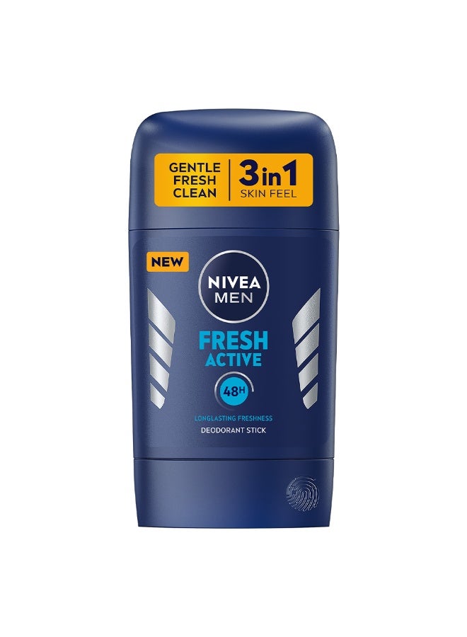 نيفيا - Nivea Fresh Active Deodorant, 3 in 1, for Men, 50 ml - Image 1