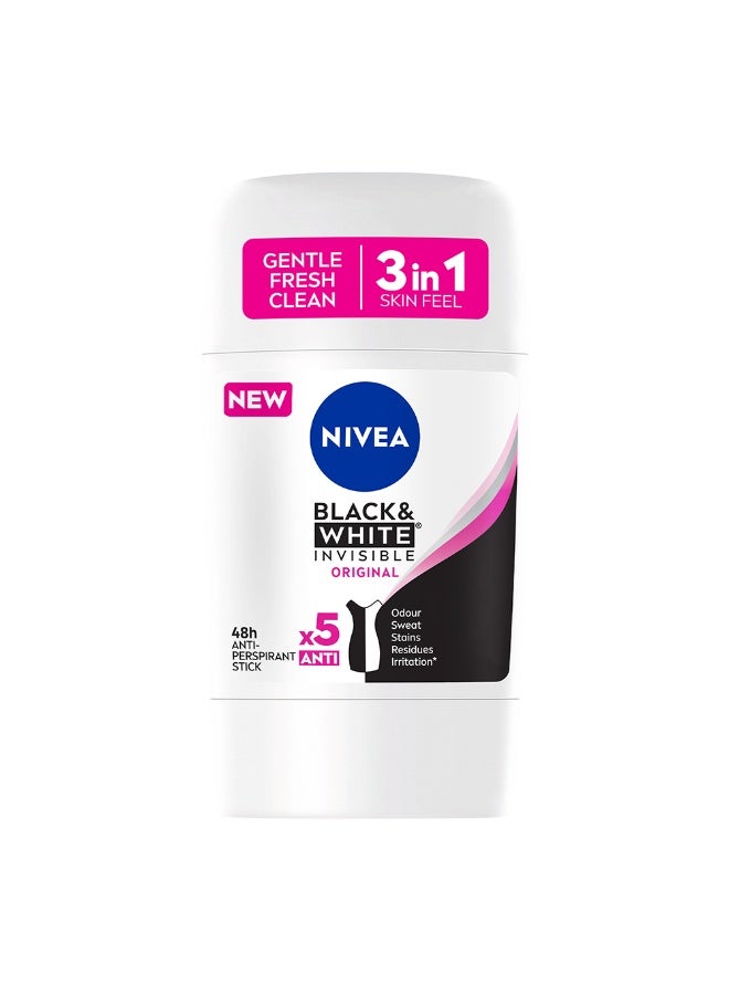 Nivea Black & White Antiperspirant, 3 in 1, Women, 50 ml