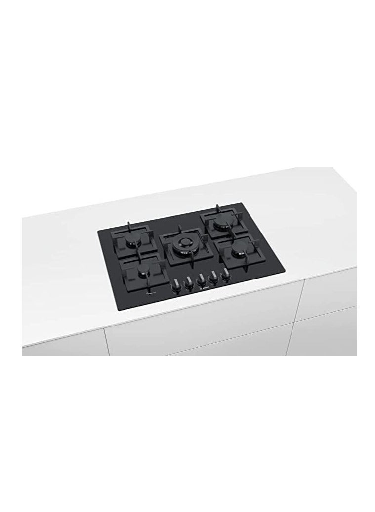 بوش Bosch Built in Hub 75 cm Series 6 Tempered glass 5 Separated Burners pan supports Elongated Cast iron with rubber feet PPQ7A6B20 PPQ7A6B20 Black - Image 2