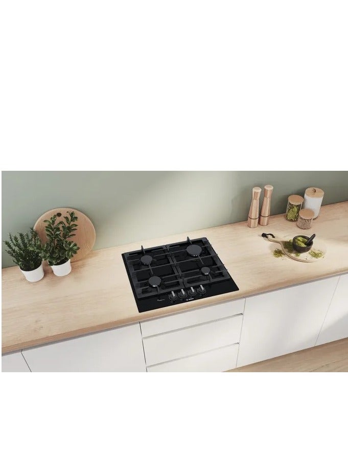بوش Built in hob  60 cm 4 burner Series 6 Pan Support Cast iron Enameled steel Frameless PCP6A6B90 PCP6A6B90 Black  - Image 2