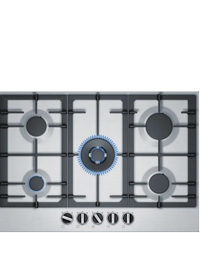 بوش Built in hob 5 burner 75 cm  Series 6 Pan Support Cast iron Stainless steel Frameless PCQ7A5B90 PCQ7A5B90 Silver - Image 1