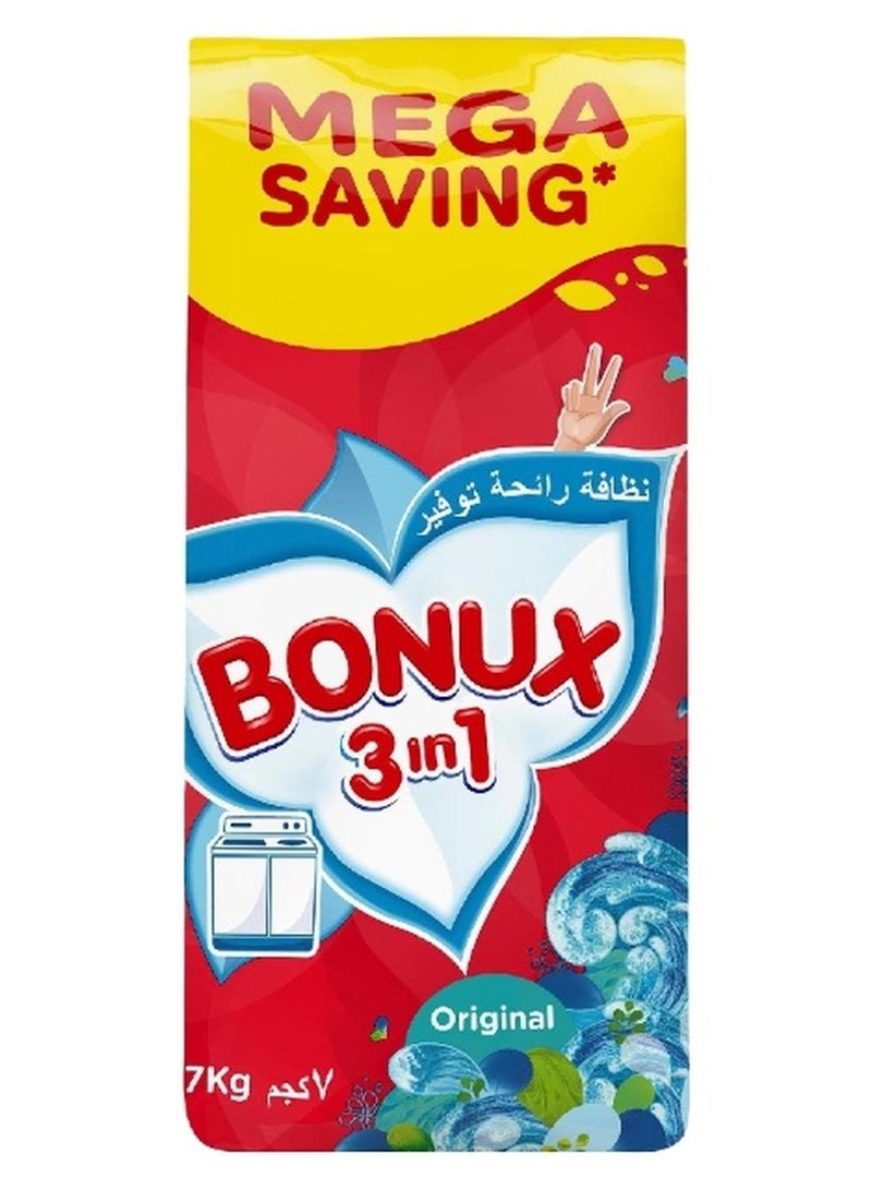 BONUX 3 In 1 Original Laundry Powder Detergent, Manual Wash, 7Kg