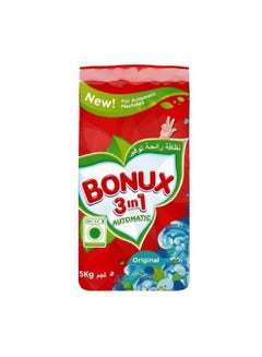 BONUX Bonux Original 3 In 1 Detergent Powder High Foam, Automatic Washing Machines, Green, 5Kg 