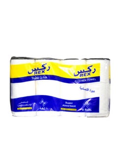 ركس Rex Kitchen Towel Super Absorbent, 2 Ply, 22x23cm × 8 Rolls 