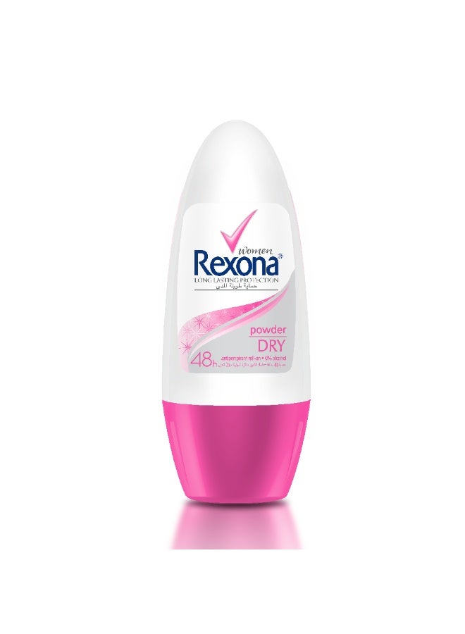 Rexona Rexona Powder Dry Antiperspirant & Deodorant Roll on For Women, 50ml 