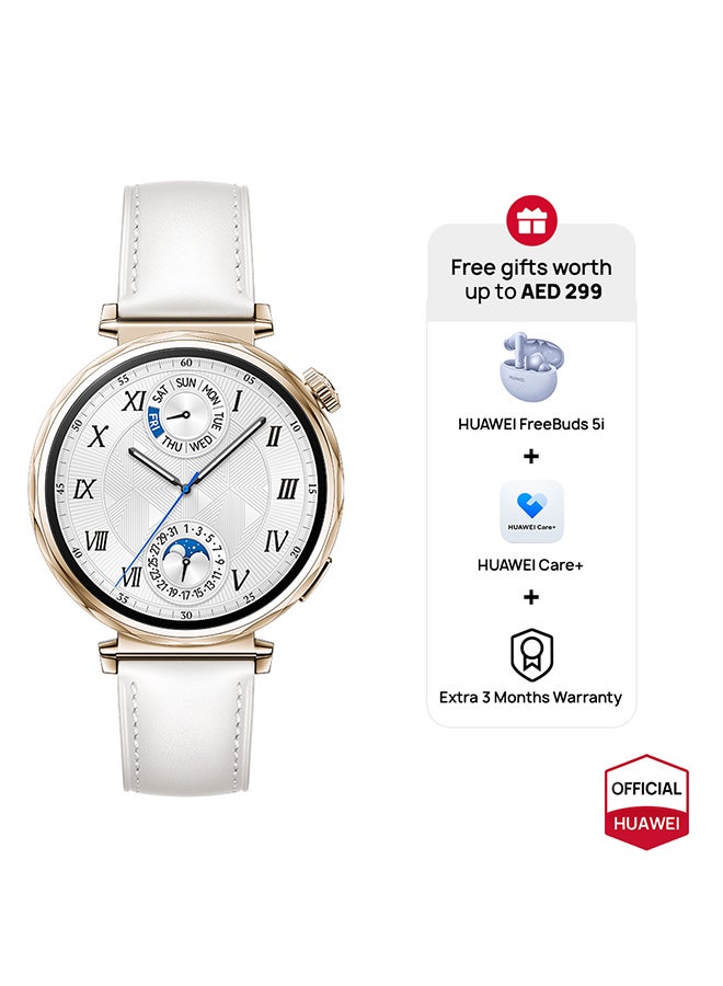 هواوي WATCH GT5 41mm Smartwatch,  HW Care + 3 Month Extra warranty + Freebuds5i White 