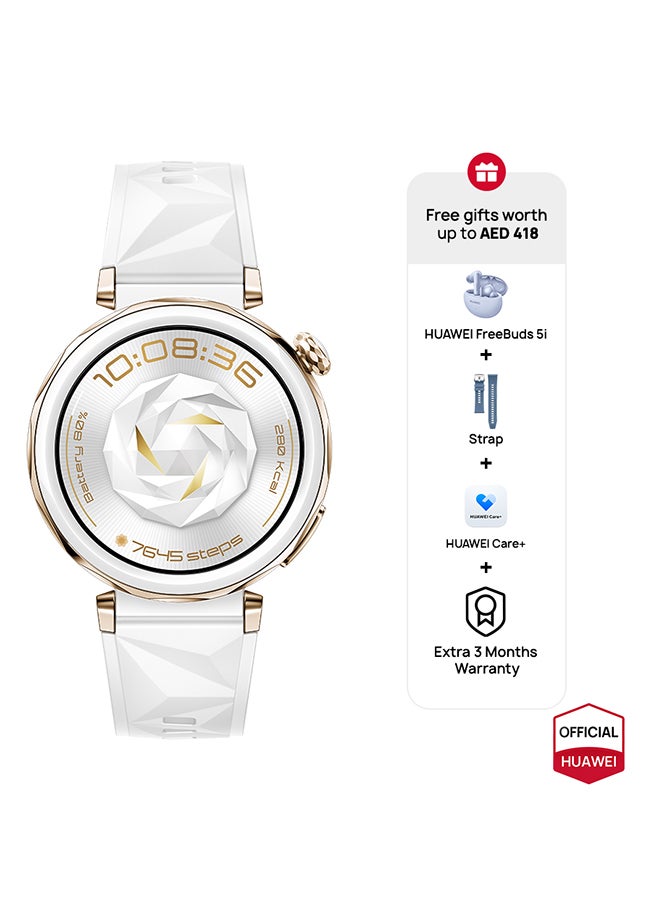 HUAWEI WATCH GT5 Pro 42mm Smartwatch, HW Care + 3 Month Extra warranty + Freebuds5i + Strap, White - Image 1