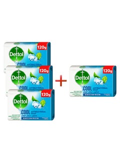 Dettol Cool Anti-Bacterial Soap Bar, 120 g × 3+1 Free 