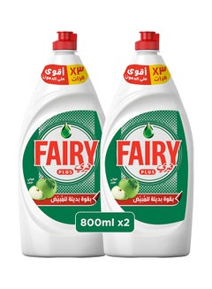فيري Plus Fruity Green Dishwashing Liquid Soap With Alternative Power To Bleach, 2x800ml 