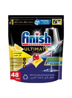 فنيش Ultimate Lemon Dishwasher Detergent Tablets, 48 Tablets 