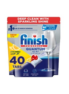 فنيش Powerball Quantum Lemon Sparkle ,Dishwasher Detergent Powder, 40 Tablets 