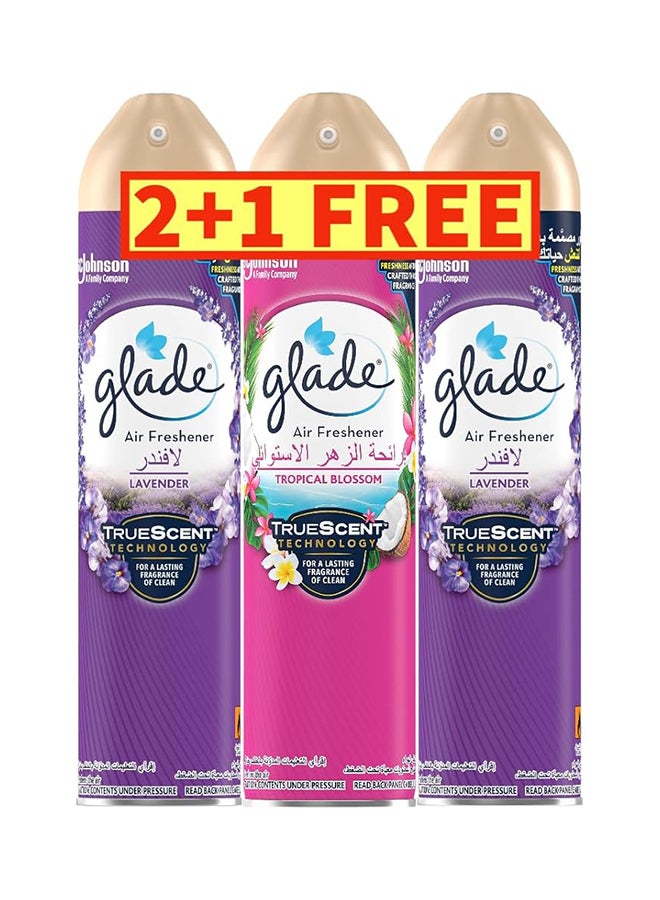 Glade Air Freshener Spray Lavender Scent & Amber Tropical Blossom Scent, 300ml × 3 