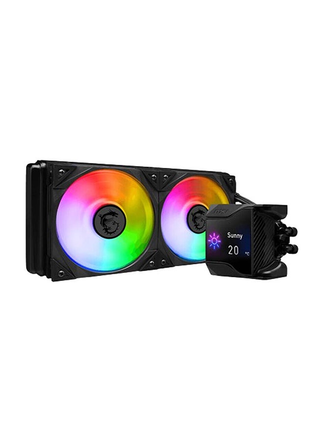 إم اس أي MPG CORELIQUID D240 AIO Liquid Cooler With 2.4” IPS Display, 240mm Radiator, 2 x MSI Torx ARGB & PWM Controlled Fan, 2800 RPM, 77.4 CFM, Two Ball Bearing, Reinforced Tubing, 936-6A1611-005 Black  - Image 1