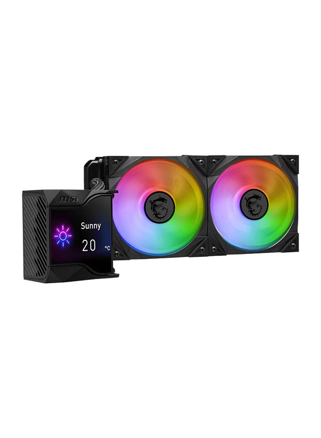 إم اس أي MPG CORELIQUID D240 AIO Liquid Cooler With 2.4” IPS Display, 240mm Radiator, 2 x MSI Torx ARGB & PWM Controlled Fan, 2800 RPM, 77.4 CFM, Two Ball Bearing, Reinforced Tubing, 936-6A1611-005 Black  - Image 2