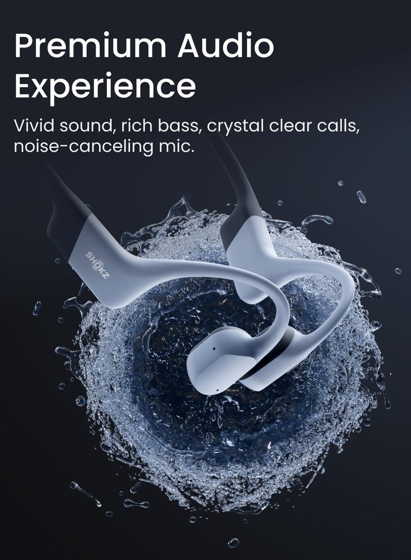 SHOKZ - OpenSwim Pro - Open-Ear Bluetooth Headphones & 32GB MP3 Player, IP68 Waterproof, Bone Conduction Headphones, Secure Fit for Workouts, Running and Swimming, Built-in Microphone, App Grey - Image 1
