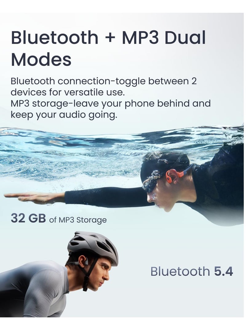 SHOKZ - OpenSwim Pro - Open-Ear Bluetooth Headphones & 32GB MP3 Player, IP68 Waterproof, Bone Conduction Headphones, Secure Fit for Workouts, Running and Swimming, Built-in Microphone, App Grey - Image 1