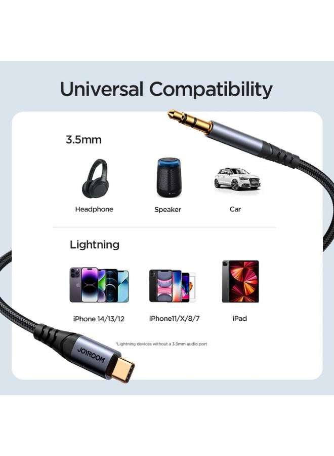 Joyroom USB C to 3.5mm Cable DAC Type C to 3.5mm Headphone Adapter Audio Male Jack Plug Cable Car Stereo - 1.2M Black - Image 4