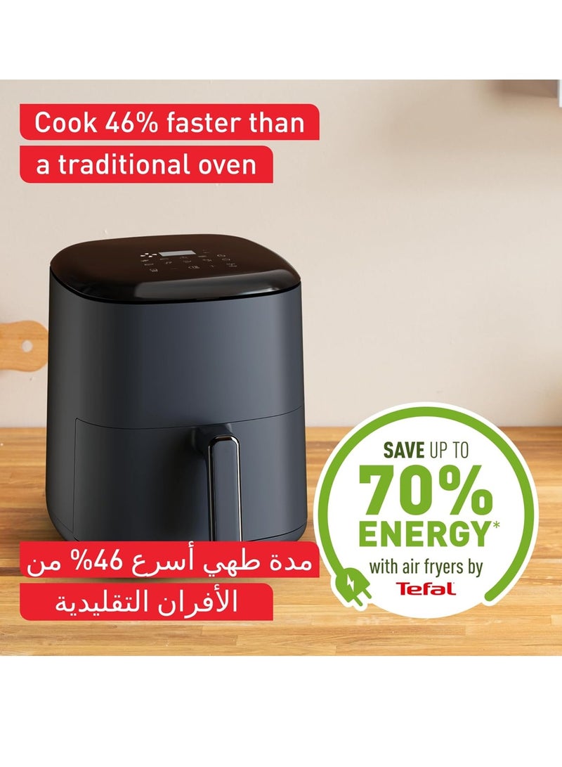 Tefal - Air Fryer | Easy Fry Max 5L Air-fryer | Serves Up to Six People | Healthy and Delicious Meals in No Time | Saves Time and Energy | Digital Control Panel | 10 Auto Cooking Programs | 5 L 1500 W EY245B40 Grey - Image 1