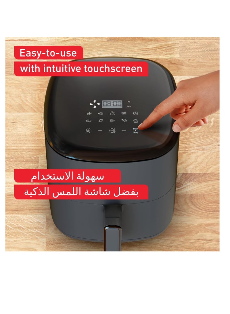 Tefal - Air Fryer | Easy Fry Max 5L Air-fryer | Serves Up to Six People | Healthy and Delicious Meals in No Time | Saves Time and Energy | Digital Control Panel | 10 Auto Cooking Programs | 5 L 1500 W EY245B40 Grey - Image 1