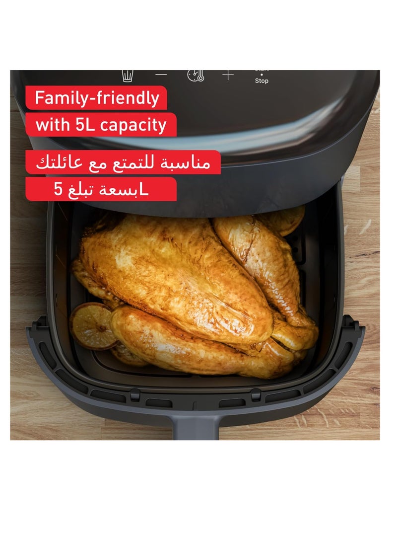 Tefal - Air Fryer | Easy Fry Max 5L Air-fryer | Serves Up to Six People | Healthy and Delicious Meals in No Time | Saves Time and Energy | Digital Control Panel | 10 Auto Cooking Programs | 5 L 1500 W EY245B40 Grey - Image 1