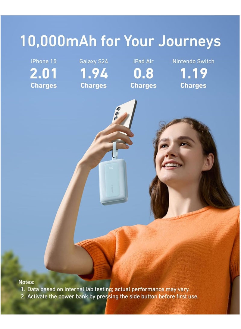 Anker - 20000 mAh Zolo Power Bank 30W Max Fast Portable Charger with Built-In USB-C and Lightning Cables and MFi Certified 1C1A for iPhone 15/14 Series, MacBook, Galaxy and More Black - Image 1
