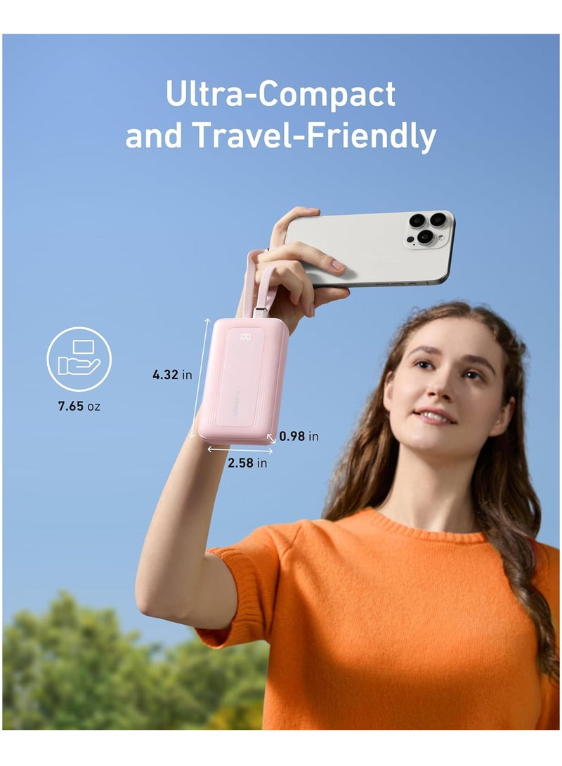 Anker - 20000 mAh Zolo Power Bank 30W Max Fast Portable Charger with Built-In USB-C and Lightning Cables and MFi Certified 1C1A for iPhone 15/14 Series, MacBook, Galaxy and More Black - Image 1