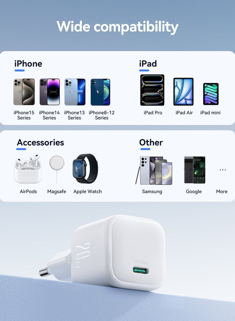 JOYROOM - JR-TCG08 GaN PD20W mini Charger (EU) White - Image 1