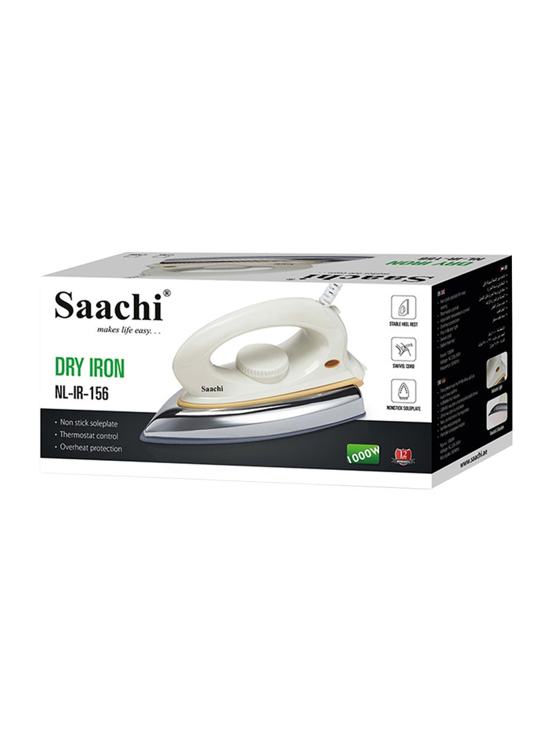 ساتشي Dry Iron With a Non Stick Soleplate For Easy Ironing 1 W NL-IR-156-WH White  - Image 2