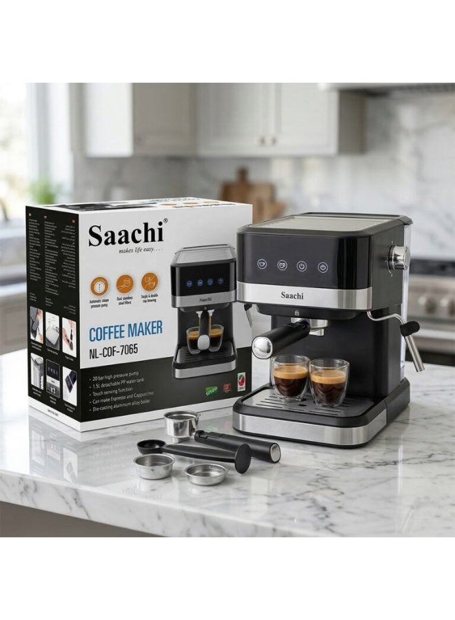 Saachi 20-Bar Espresso Coffee Maker NL-COF-7065-BK, Cappuccino & Latte Machine, 1.5L Water Tank, Touch Control, Milk Frother, Cup Warmer 1 ml 1 W NL-COF-7065-BK Black - Image 2