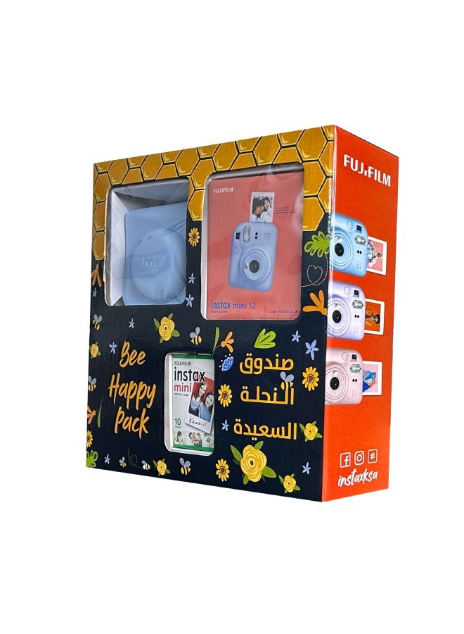 FUJIFILM - Instax Camera Mini 12 Bee Happy Pack (Pastel Blue) - Image 1