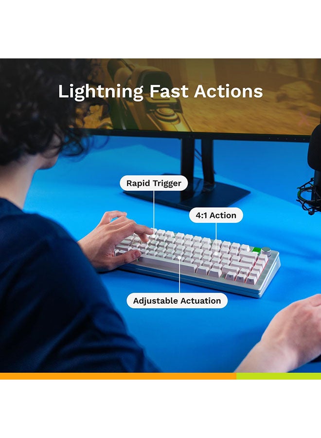 Glorious GMMK 3 Gaming Keyboard - HE Rapid Trigger, Hall Effect, 8K Polling, Hot-Swappable, 100% Full Size, Doubleshot PBT (White) - Image 3