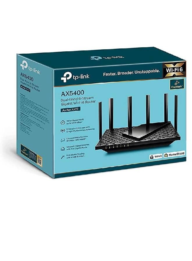 TP-LINK Archer AX72 AX5400 Dual-Band Gigabit Wi-Fi 6 Router Black  - Image 1