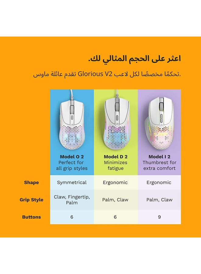 جلوريوس - Gaming Model D 2 RGB Wired Gaming Mouse - Matte White - Image 1