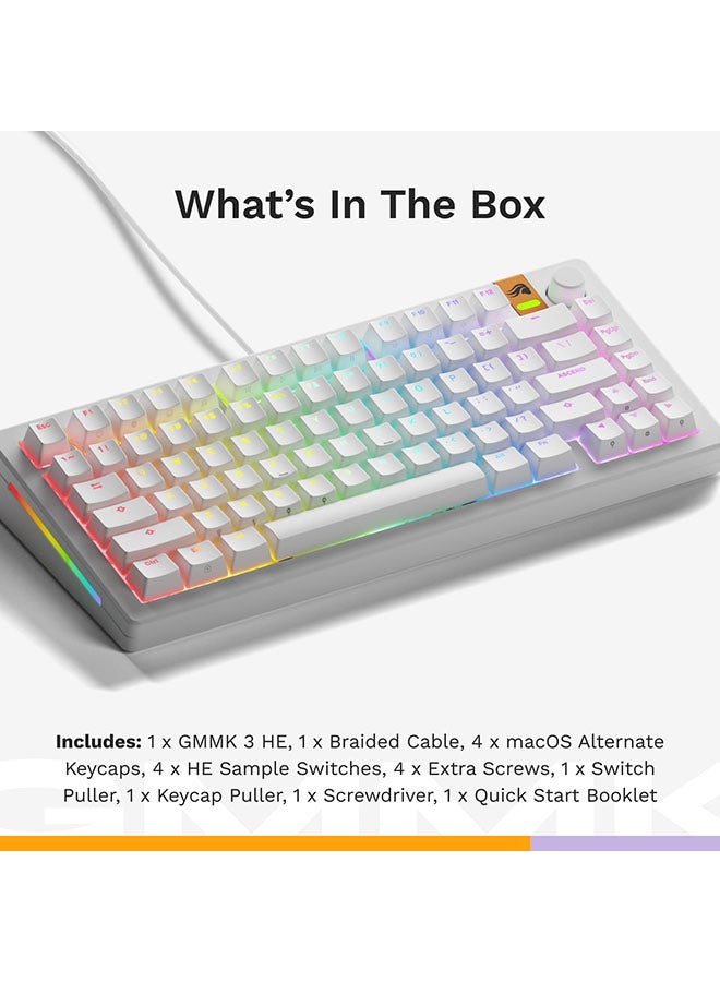 جلوريوس - GMMK 3 PRO HE Gaming Keyboard - Rapid Trigger, Hall Effect, 8K Polling, Hot-Swappable, 65% Compact, Modular Aluminum (Silver) - Image 1