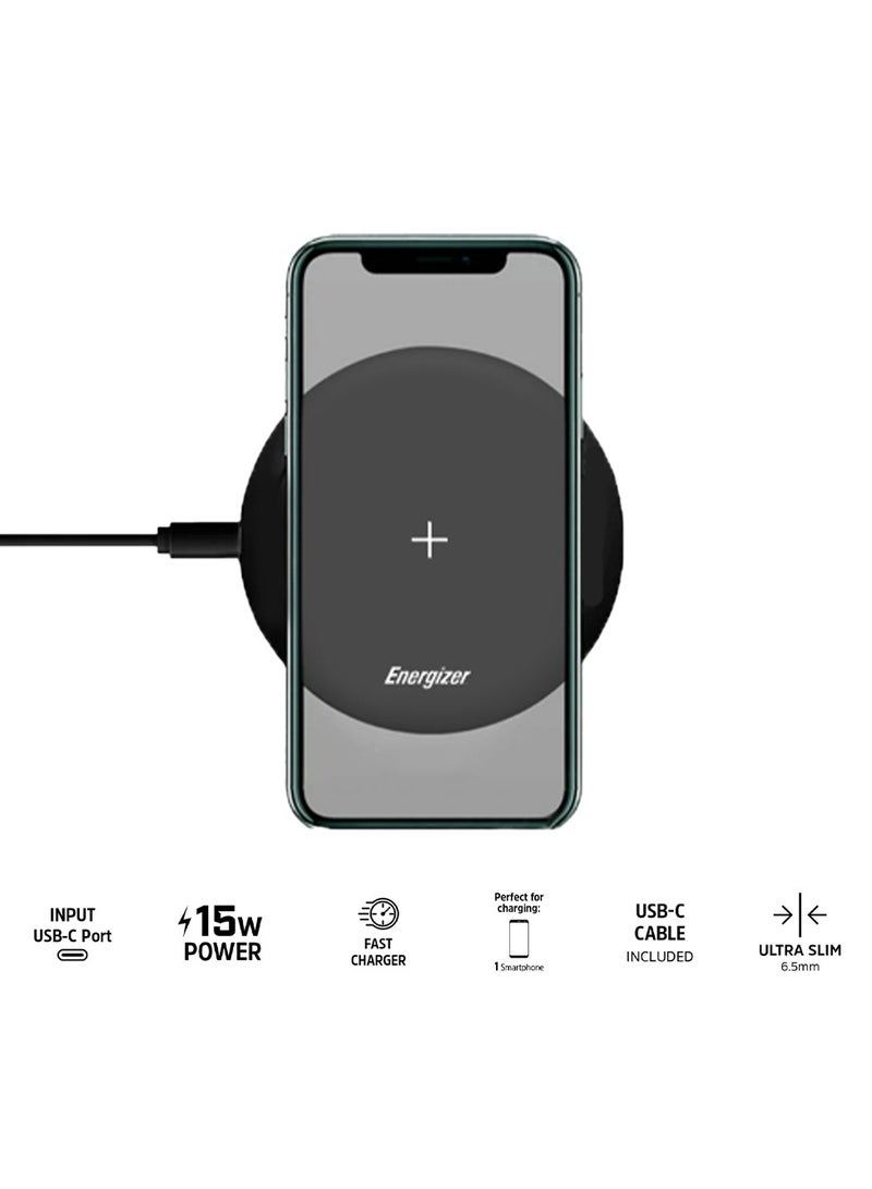 Energizer 15W Qi Wireless Charging Pad A15W – Fast, Sleek, and Reliable Charging Solution Black  - Image 2