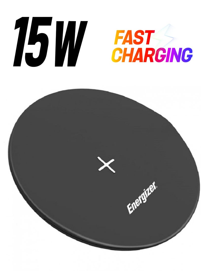 Energizer 15W Qi Wireless Charging Pad A15W – Fast, Sleek, and Reliable Charging Solution Black  - Image 1