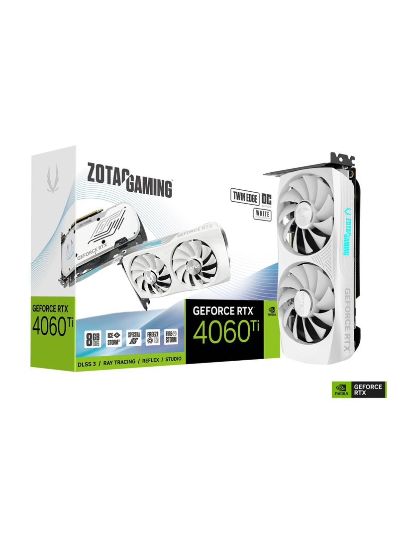 ZOTAC Gaming GeForce RTX 4060 Ti 8GB Twin Edge OC White Edition White  - Image 1