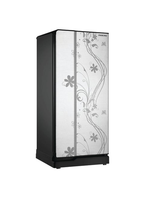 198L Gross, 165L Net Capacity Single Door Refrigerator, Direct Cooling, Flower Pattern Design, R600a Refrigerant, Manual Defrost, Adjustable Leg 327 W NRF220DSF Silver