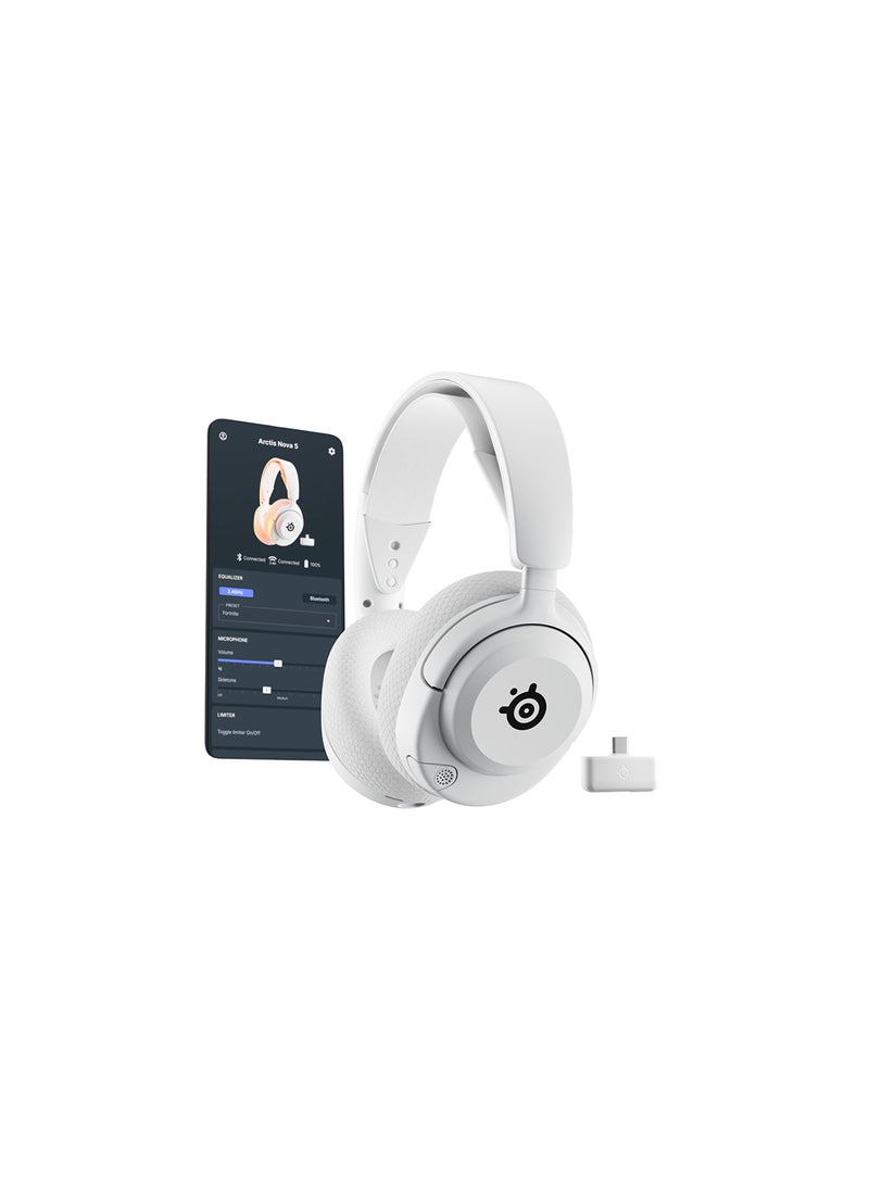 steelseries Arctis Nova 5 Multi-System Gaming Headset Comfort Design, Durable, Ultra Lightweight, Noise-Cancelling Mic — PC, PS5/PS4, Switch, Xbox - White - Image 1