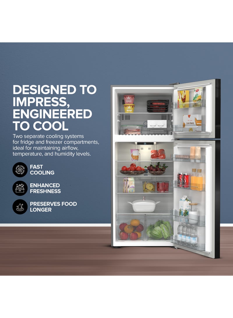 600L Gross & 413L Net Double Door No Frost Top Mount Refrigerator, Silent & Energy Efficient, Inverter Compressor Fridge, Frost-Free, Best for Home & Kitchen - 348.3 W NRF601FSSINV Grey