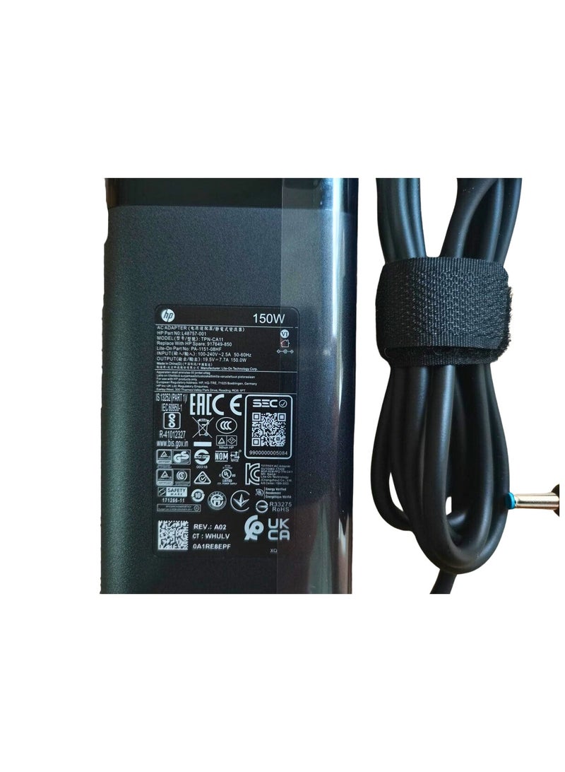 HP 135W AC Adapter 19.5V 6.9A 4.5mm X 3.0mm Blue Tip Black  - Image 3