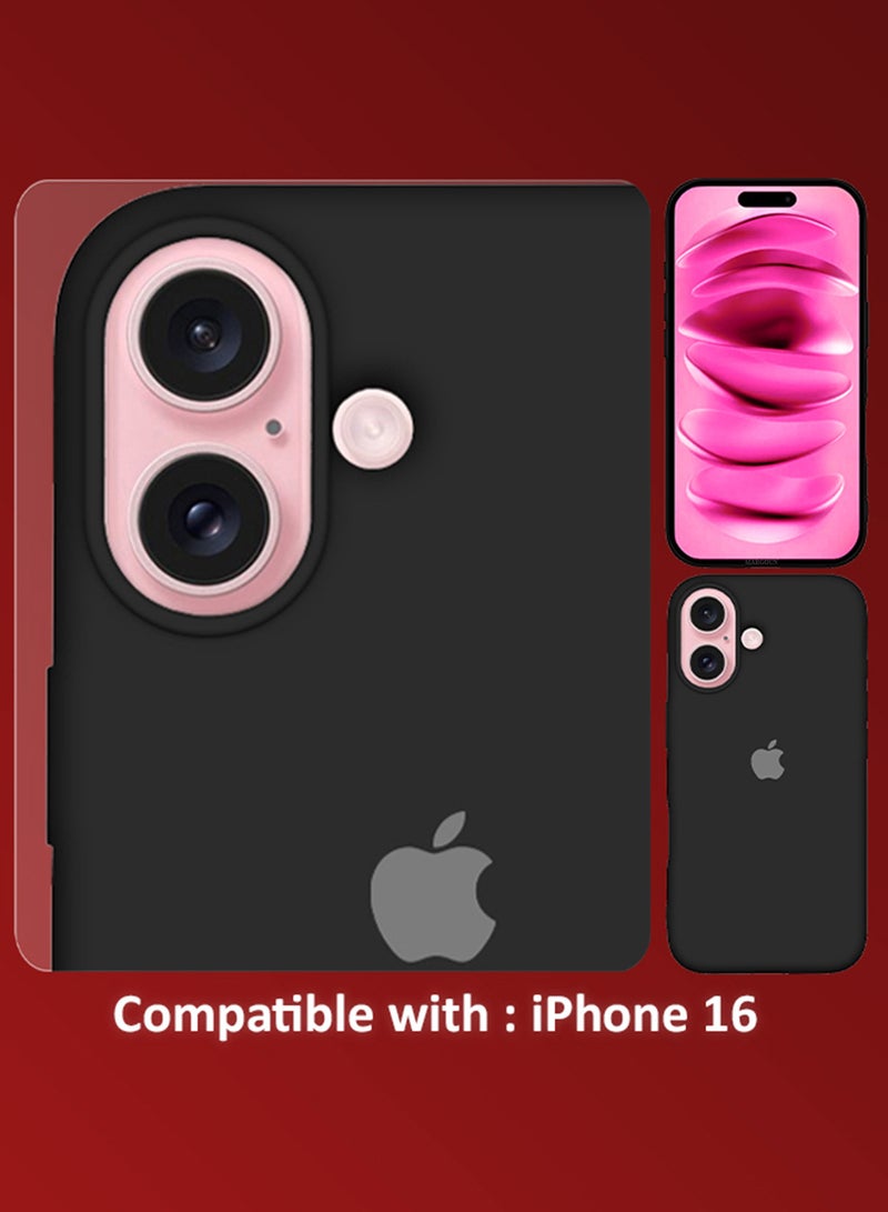 MARGOUN (for iPhone 16) 2 Pack Case and Screen Protector, Slim Silicone Case, Full Covered Anti Scratch Shockproof Protective Cover Black  - Image 4