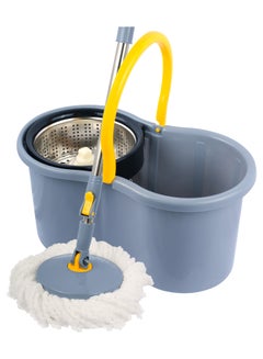 ESQUBE 360° Spin Mop bucket Set With Steel Bowl Grey  - Image 1